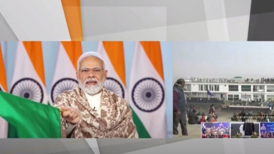 Prime Minister Narendra Modi flags off MV Ganga Vilas via video conferencing.
