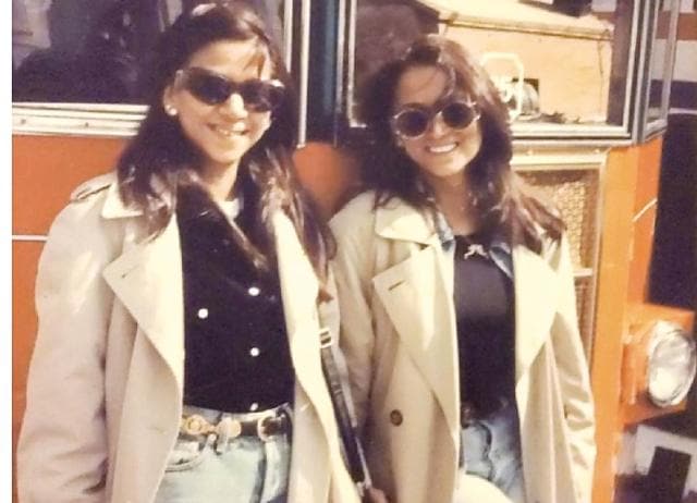 With her sister Niyati in London, on her first trip abroad With her sister Niyati in London, on her first trip abroad