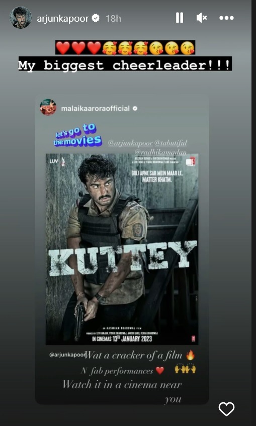 Malaika Arora praised Kuttey on Instagram.