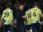 Leeds United's head coach Jesse Marsch, talks to some of his players as they walk from the pitch after the end of the English Premier League soccer match between Aston Villa and Leeds United at Villa Park in Birmingham, England, Friday, Jan. 13, 2023. Villa won the match 2-1. (AP Photo/Rui Vieira)(AP) Leeds United's head coach Jesse Marsch, talks to some of his players as they walk from the pitch after the end of the English Premier League soccer match between Aston Villa and Leeds United at Villa Park in Birmingham, England, Friday, Jan. 13, 2023. Villa won the match 2-1. (AP Photo/Rui Vieira)(AP)
