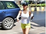 Malaika Arora lights up weekend workout in white tank top, neon shorts Malaika Arora lights up weekend workout in white tank top, neon shorts