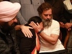 Congress MP Rahul Gandhi met the family of party MP Santokh Singh Chaudhary and paid him last respects in Jalandhar. The MP died after collapsing while walking during the Bharat Jodo Yatra in Ludhiana, today. Congress MP Rahul Gandhi met the family of party MP Santokh Singh Chaudhary and paid him last respects in Jalandhar. The MP died after collapsing while walking during the Bharat Jodo Yatra in Ludhiana, today.