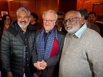 SS Rajamouli and MM Keeravani with director Steven Spielberg. SS Rajamouli and MM Keeravani with director Steven Spielberg.