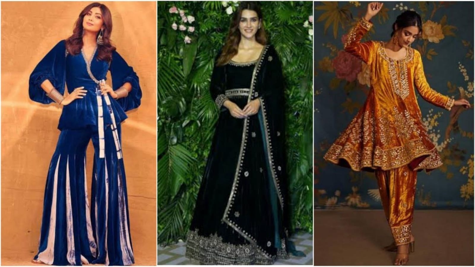 From Kriti's anarkali to Mouni's pantsuit: Bollywood inspired velvet  dresses that are perfect for winter weddings