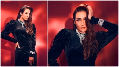 Fashionista Malaika Arora's gorgeous black velvet bodycon dress serves as an ideal inspiration for a cocktail party. Her understated black dress receives a shine and a party mood from her stylish diamond jewellery. In addition to keeping you warm, this dress will also make you seem really chic and sensual. Bronzed make-up look will go best with this look. (Instagram/@malaikaaroraofficial)