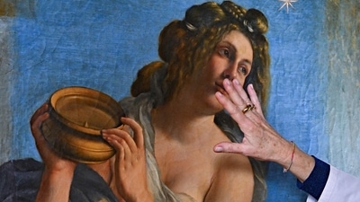 Censored woman painter Artemisia laid bare in restoration. (AFP) Censored woman painter Artemisia laid bare in restoration. (AFP)
