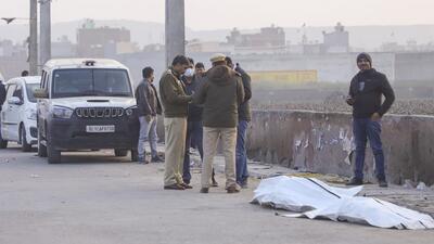 Police officers seen near the Bhalswa drain where a dismembered body of a man was found on Saturday. (PTI) Police officers seen near the Bhalswa drain where a dismembered body of a man was found on Saturday. (PTI)