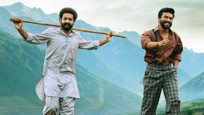 Jr NTR and Ram Charan in RRR. Jr NTR and Ram Charan in RRR.