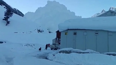 Avalanche in Sonmarg, Jammu and Kashmir.