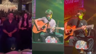 Hrithik Roshan and Saba Azad cheered for his sons as they performed on stage. Hrithik Roshan and Saba Azad cheered for his sons as they performed on stage.
