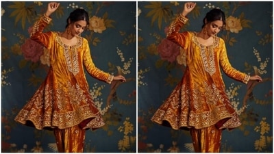 If you are looking for something heavy, comfertable and stlylish then take inspiration from Keerthy Suresh. The actress paired a yellow velvet kurta with full sleeves and pleat patterns at the borders with a pair of yellow trousers with wide legs. Keerthy’s salwar suit came intricately adorned with silver zari and silver mirror work. This outfit will surely make you the center of attention.&nbsp; (Instagram/@keerthysureshofficial)