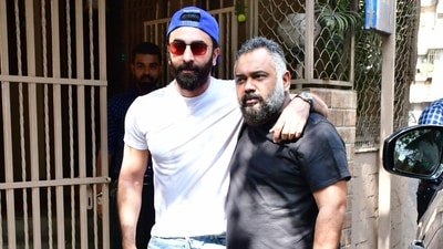 Ranbir Kapoor was spotted with director Luv Ranjan at a dubbing studio in Bandra on Saturday. Their film Tu Jhoothi Main Makkaar will release in theatres on March 8. It stars Shraddha Kapoor as the female lead. (Varinder Chawla) Ranbir Kapoor was spotted with director Luv Ranjan at a dubbing studio in Bandra on Saturday. Their film Tu Jhoothi Main Makkaar will release in theatres on March 8. It stars Shraddha Kapoor as the female lead. (Varinder Chawla)