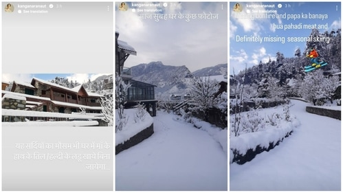 Kangana Ranaut shared many pictures of her Manali home on Instagram. Kangana Ranaut shared many pictures of her Manali home on Instagram.