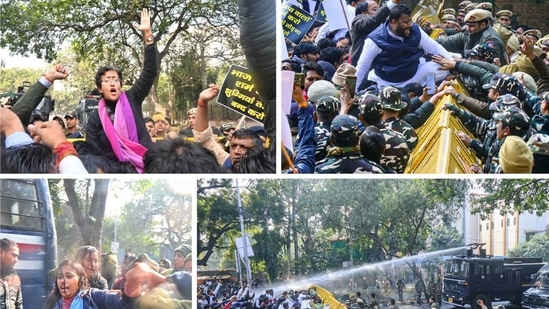 The Aam Aadmi Party holds protests against the BJP. (Twitter) The Aam Aadmi Party holds protests against the BJP. (Twitter)