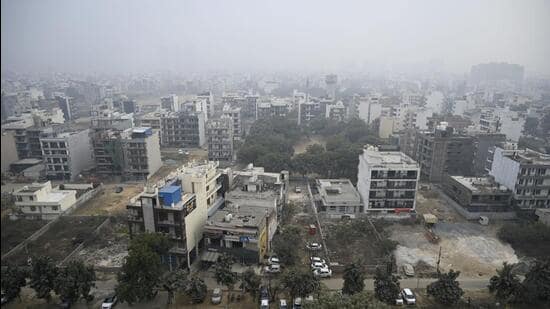 Gurugram, India-January 13, 2023: A view of sector-57; Huda department will auction of the empty plots in all sectors of Gurugram, in Gurugram, India, on Friday, 13 January 2023. (Photo by Parveen Kumar)(Pic to go with Abhishek's story)