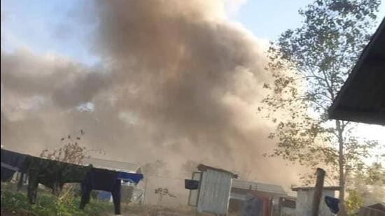 Myanmar military junta air-bombed a rebel camp near Mizoram border on Tuesday (Twitter Photo)