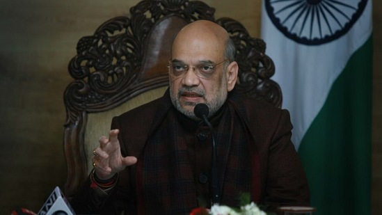 Home Minister Amit Shah at Jammu on Friday.