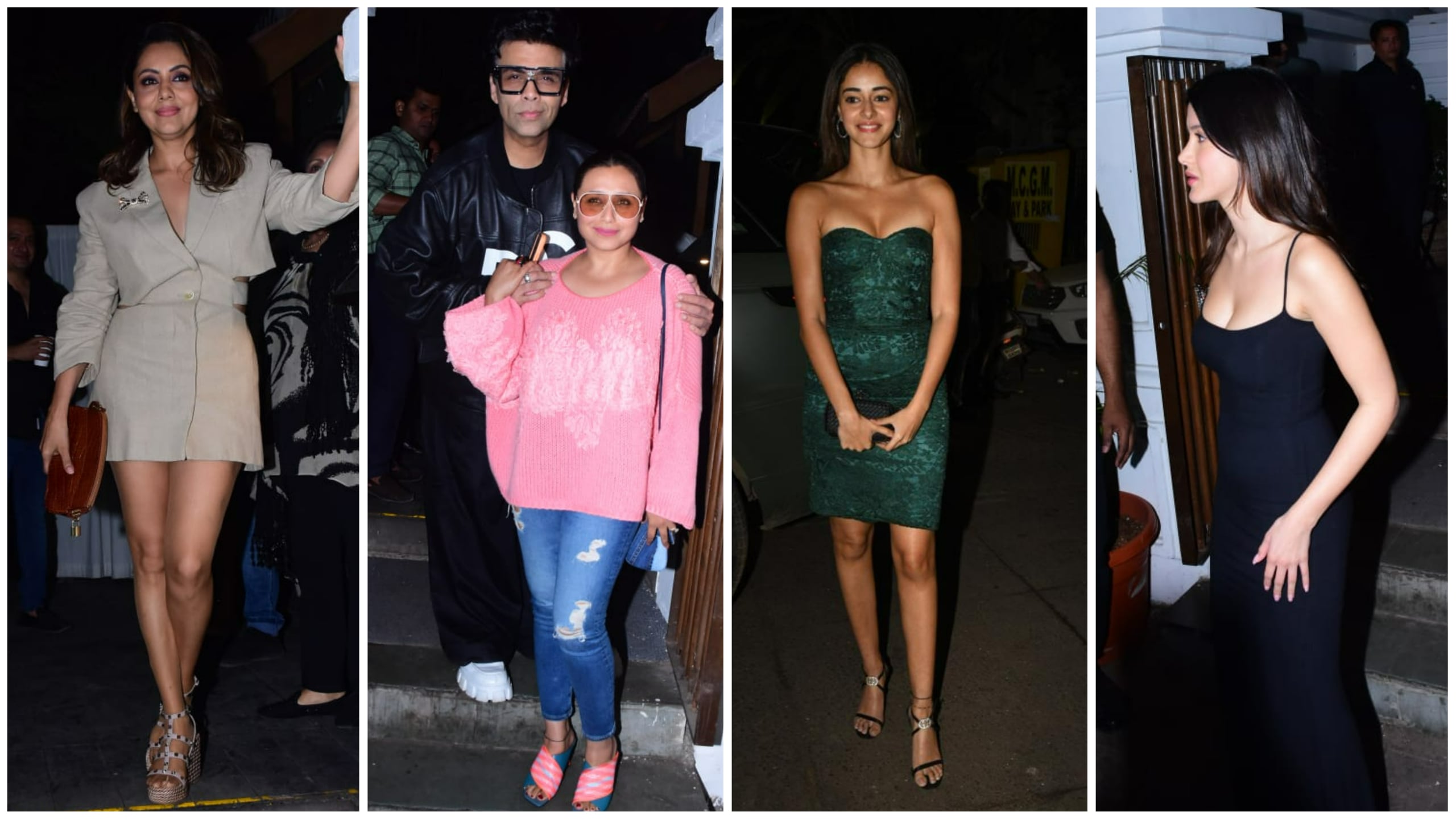 Gauri Khan, Karan Johar, Rani Mukerji, Ananya Panday and Shanaya Kapoor at the party. (Varinder Chawla)