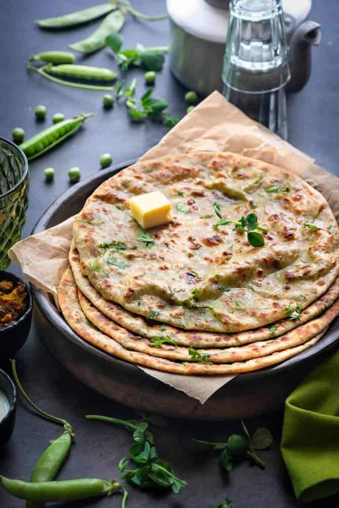 Stuffed green peas paratha recipe(pinterest)