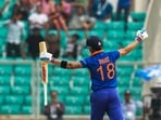 India's Virat Kohli celebrates his century during the third ODI cricket match between India and Sri Lanka, at Greenfield International Stadium, in Thiruvananthapuram. India's Virat Kohli celebrates his century during the third ODI cricket match between India and Sri Lanka, at Greenfield International Stadium, in Thiruvananthapuram.
