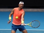  Spain's Rafael Nadal during a practice session 