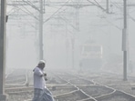 Trains delayed due to heavy dense fog at New Delhi Railway station in New Delhi on Sunday. Trains delayed due to heavy dense fog at New Delhi Railway station in New Delhi on Sunday.
