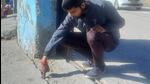 A staff family member living in the Municipal Board building in Joshimath checking the cracks. (Sourced) A staff family member living in the Municipal Board building in Joshimath checking the cracks. (Sourced)