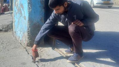 A staff family member living in the Municipal Board building in Joshimath checking the cracks. (Sourced) A staff family member living in the Municipal Board building in Joshimath checking the cracks. (Sourced)