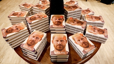 Prince Harry Memoir Spare: Copies of Britain's Prince Harry's autobiography 'Spare' are displayed. (Reuters)