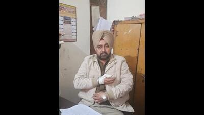 Constable Sukhdev Singh, who was injured in the attack at Basant Park police post in Ludhiana. Constable Sukhdev Singh, who was injured in the attack at Basant Park police post in Ludhiana.