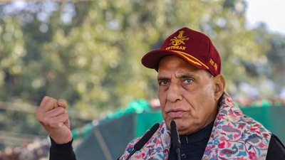 Defence minister Rajnath Singh addresses during the Veterans’ Rally organised on the occasion of the 7th Armed Forces Veterans’ Day in Dehradun on Saturday. (PTI) (HT_PRINT) Defence minister Rajnath Singh addresses during the Veterans’ Rally organised on the occasion of the 7th Armed Forces Veterans’ Day in Dehradun on Saturday. (PTI) (HT_PRINT)
