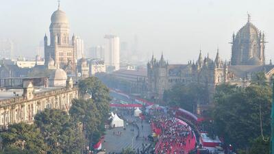 Mumbai, India – Jan 15, 2023: Dream Runner participated during the Tata Mumbai Marathon 2023, in Mumbai, India, on Sunday, Jan 15, 2023. (Photo by Bhushan Koyande/HT Photo) Mumbai, India – Jan 15, 2023: Dream Runner participated during the Tata Mumbai Marathon 2023, in Mumbai, India, on Sunday, Jan 15, 2023. (Photo by Bhushan Koyande/HT Photo)