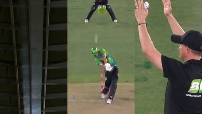 Umpire signals 6 to ball hitting stadium roof… twice in a BBL game