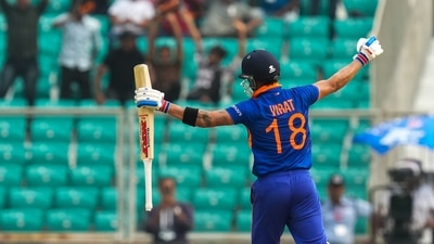 India's Virat Kohli celebrates his century during the third ODI cricket match between India and Sri Lanka, at Greenfield International Stadium, in Thiruvananthapuram. (PTI) India's Virat Kohli celebrates his century during the third ODI cricket match between India and Sri Lanka, at Greenfield International Stadium, in Thiruvananthapuram. (PTI)