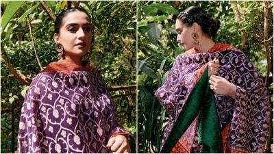 Sonam Kapoor wears an anarkali suit for Makar Sankranti puja at home. (Instagram) Sonam Kapoor wears an anarkali suit for Makar Sankranti puja at home. (Instagram)