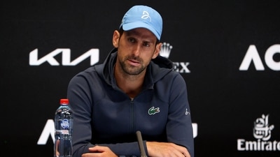 Novak Djokovic during a press conference. (REUTERS)