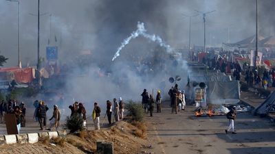 File photo of a violent political protest in Islamabad in 2022.