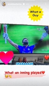 Anushka Sharma watched Virat Kohli's ODI against Sri Lanka on TV. Anushka Sharma watched Virat Kohli's ODI against Sri Lanka on TV.