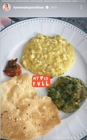 Kareena Kapoor shared a glimpse of her Sunday lunch on Instagram Stories. Kareena Kapoor shared a glimpse of her Sunday lunch on Instagram Stories.