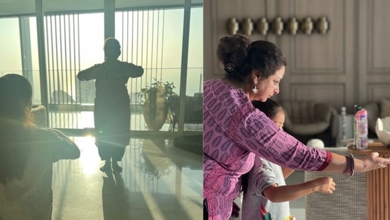 Misha Kapoor with Neliima Azeem during their dance practice at home.