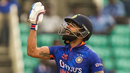 India's Virat Kohli celebrates his century during the third ODI (PTI)