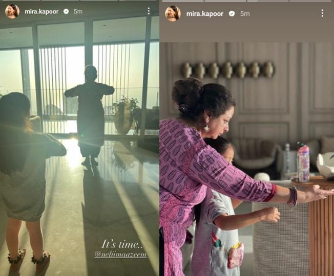 Misha Kapoor got a dance lesson from grandmother Neliima Azeem.