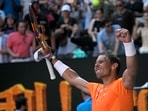 Rafael Nadal of Spain reacts after defeating Jack Draper of Britain in their first round match at the Australian Open. Rafael Nadal of Spain reacts after defeating Jack Draper of Britain in their first round match at the Australian Open.
