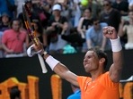 Rafael Nadal of Spain reacts after defeating Jack Draper of Britain in their first round match at the Australian Open. Rafael Nadal of Spain reacts after defeating Jack Draper of Britain in their first round match at the Australian Open.