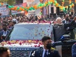 Prime Minister Narendra Modi waves at supporters during a roadshow, in New Delhi, Monday, Jan. 16, 2023. (PTI Photo/Ravi Choudhary) Prime Minister Narendra Modi waves at supporters during a roadshow, in New Delhi, Monday, Jan. 16, 2023. (PTI Photo/Ravi Choudhary)