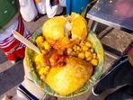 Enjoying the local cuisine of Haridwar. Enjoying the local cuisine of Haridwar.