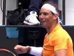 Rafael Nadal during his Australian Open opener. Rafael Nadal during his Australian Open opener.