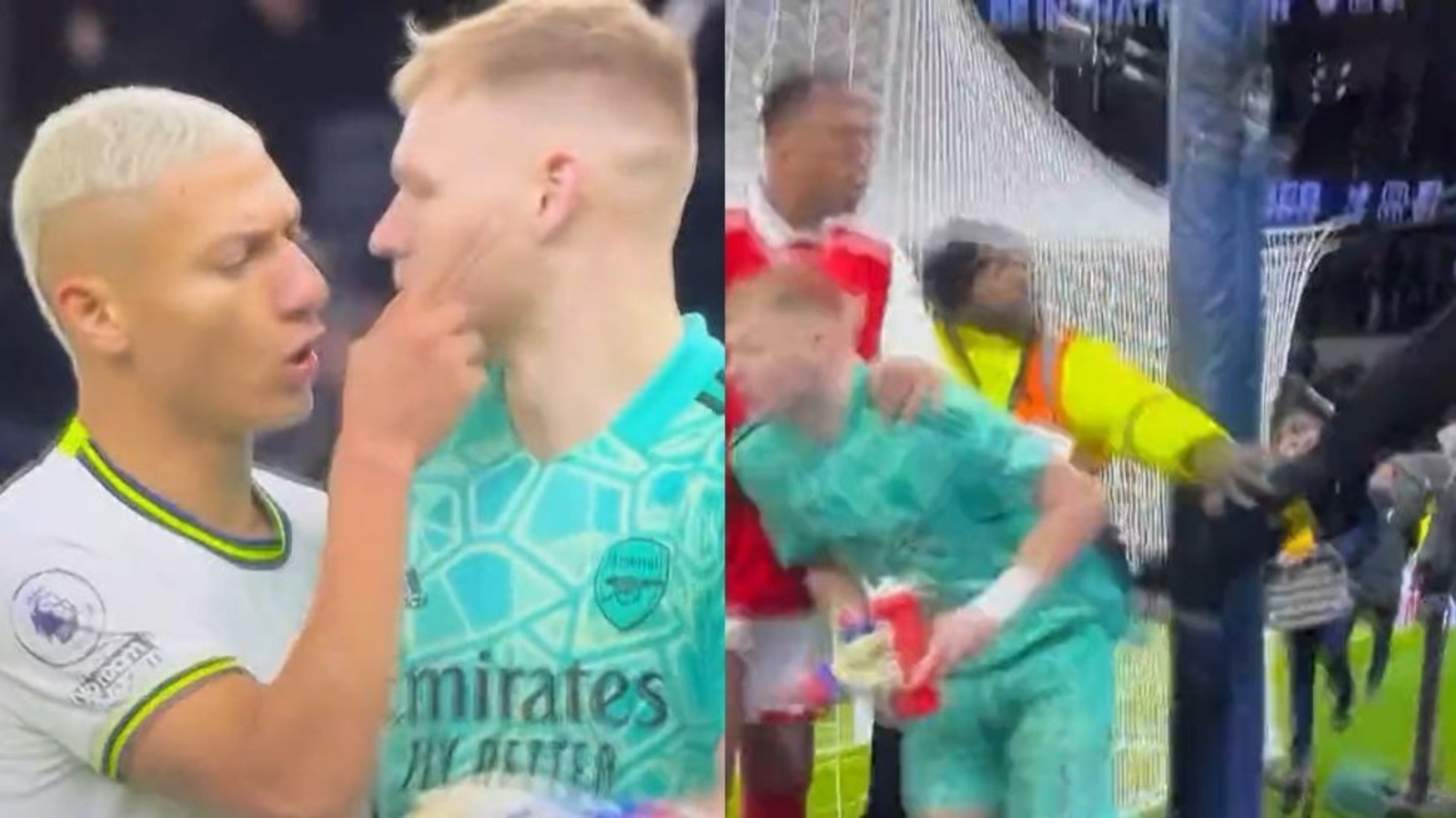 Watch: Richarlison heckles Aaron Ramsdale, instigates fan who kicks Arsenal goalkeeper during Premier League derby