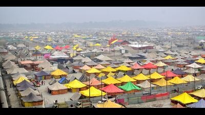 A view of the tent city of the ongoing 44-day Magh Mela-2023 in Prayagraj. (Anil Kumar Maurya/HT Photo) A view of the tent city of the ongoing 44-day Magh Mela-2023 in Prayagraj. (Anil Kumar Maurya/HT Photo)