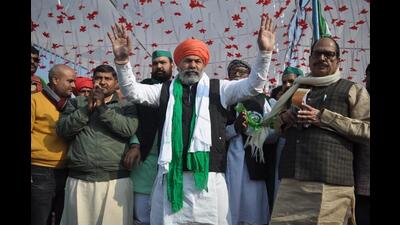 BKU leader Rakesh Tikait in Buxar on Monday. (HT Photo) BKU leader Rakesh Tikait in Buxar on Monday. (HT Photo)